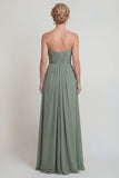 Stoffy Sage Sweetheart Een lijn gerimpelde chiffon Moeder van de Bruid Jurk met split