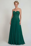 Sweetheart A Line Donkergroene Lange Mother of the Bride jurk met applicaties