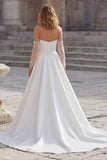 Ivory Sweetheart A Line lange korset trouwjurk met split