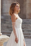 Ivory Sweetheart A Line lange korset trouwjurk met split