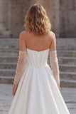 Ivory Sweetheart A Line lange korset trouwjurk met split