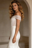 Ivoor off-the-shoulder korset sweep sleep trouwjurk