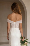 Ivoor off-the-shoulder korset sweep sleep trouwjurk