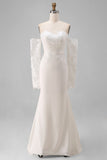 Ivory Sweetheart Zeemeermin Sweep Sleep trouwjurk met kant