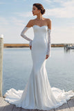 Ivory Sweetheart Zeemeermin Sweep Sleep trouwjurk met kant