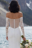 Ivory Mermiad Off-the-shoulder sleep-bruidsjurk met split