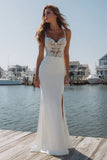 Ivoor Zeemeermin Met Satijn Lange Trouwjurk met Split