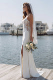 Ivoor Zeemeermin Met Satijn Lange Trouwjurk met Split