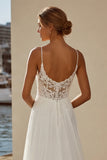 Ivory A Line Chiffon Kant Sweep Sleep trouwjurk