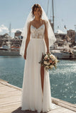 Ivory A Line Lace Sweep Sleep trouwjurk met split