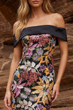 Glinsterende zwarte off-the-shoulder bodycon cocktailjurk met pailletten