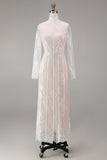 Witte Sheath Lace Trouwjurk met lange mouwen