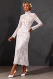 Witte Sheath Lace Trouwjurk met lange mouwen