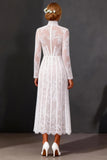 Witte Sheath Lace Trouwjurk met lange mouwen