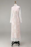 Witte Sheath Lace Trouwjurk met lange mouwen