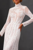 Witte Sheath Lace Trouwjurk met lange mouwen