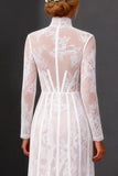 Witte Sheath Lace Trouwjurk met lange mouwen