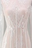 Witte Sheath Lace Trouwjurk met lange mouwen