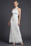 Halter Witte Schede Lange Rok Trouwjurk