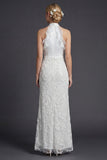 Halter Witte Schede Lange Rok Trouwjurk