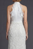 Halter Witte Schede Lange Rok Trouwjurk