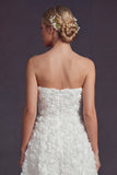 Strapless witte A-lijn lange trouwjurk met 3D-bloemen