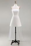 Witte halter A-lijn Mini Afstudeerjurk