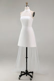 Witte halter A-lijn Mini Afstudeerjurk