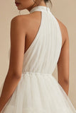 Halter Witte A-lijn A-lijn afstudeerjurk