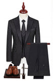 Zwarte 3-delige herenpakken met piek en één knoop