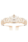 Gouden Witte Kristallen Prom Koningin Kroon Tiara