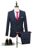 Zwarte geruite rekpakken met een knoop en één knoop in 3-delige herenpakken