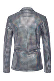 Zwarte metalen raster enkelrijzige tweedelige herenbalpakken met inkepingen