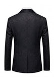 Zwart Jacquard Sjaal Revers Enkelrijig Herencolbert met vlinderdas