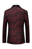 Zwart Jacquard Sjaal Revers Enkelrijig Herencolbert met vlinderdas