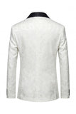 Zwart Jacquard Sjaal Revers Enkelrijig Herencolbert met vlinderdas