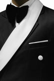 Zwarte 2-delige een-knoops notch revers herengala-pakken