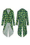 Retro groen Shamrock Slim Fit Smoking Jasje met Hoed