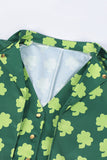 Retro groen Shamrock Slim Fit Smoking Jasje met Hoed
