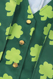 Retro groen Shamrock Slim Fit Smoking Jasje met Hoed