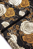 Gouden Jacquard Bloemensjaal Revers Enkelvoudig Herencolbert