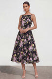 A Line Spaghetti Straps Midi bedrukte multi-bloemenjurk