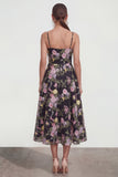 A Line Spaghetti Straps Midi bedrukte multi-bloemenjurk