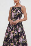 A Line Spaghetti Straps Midi bedrukte multi-bloemenjurk