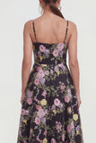 A Line Spaghetti Straps Midi bedrukte multi-bloemenjurk
