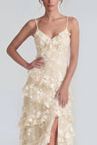 Shearh lila bloemen spaghetti bandjes met gerimpelde maxi jurk met split
