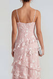 Shearh lila bloemen spaghetti bandjes met gerimpelde maxi jurk met split