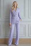 2-delige lila genotched revers dubbelgeknoopte slim fit galapakken