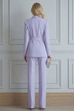 2-delige lila genotched revers dubbelgeknoopte slim fit galapakken