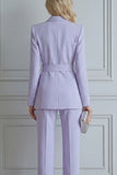 2-delige lila genotched revers dubbelgeknoopte slim fit galapakken